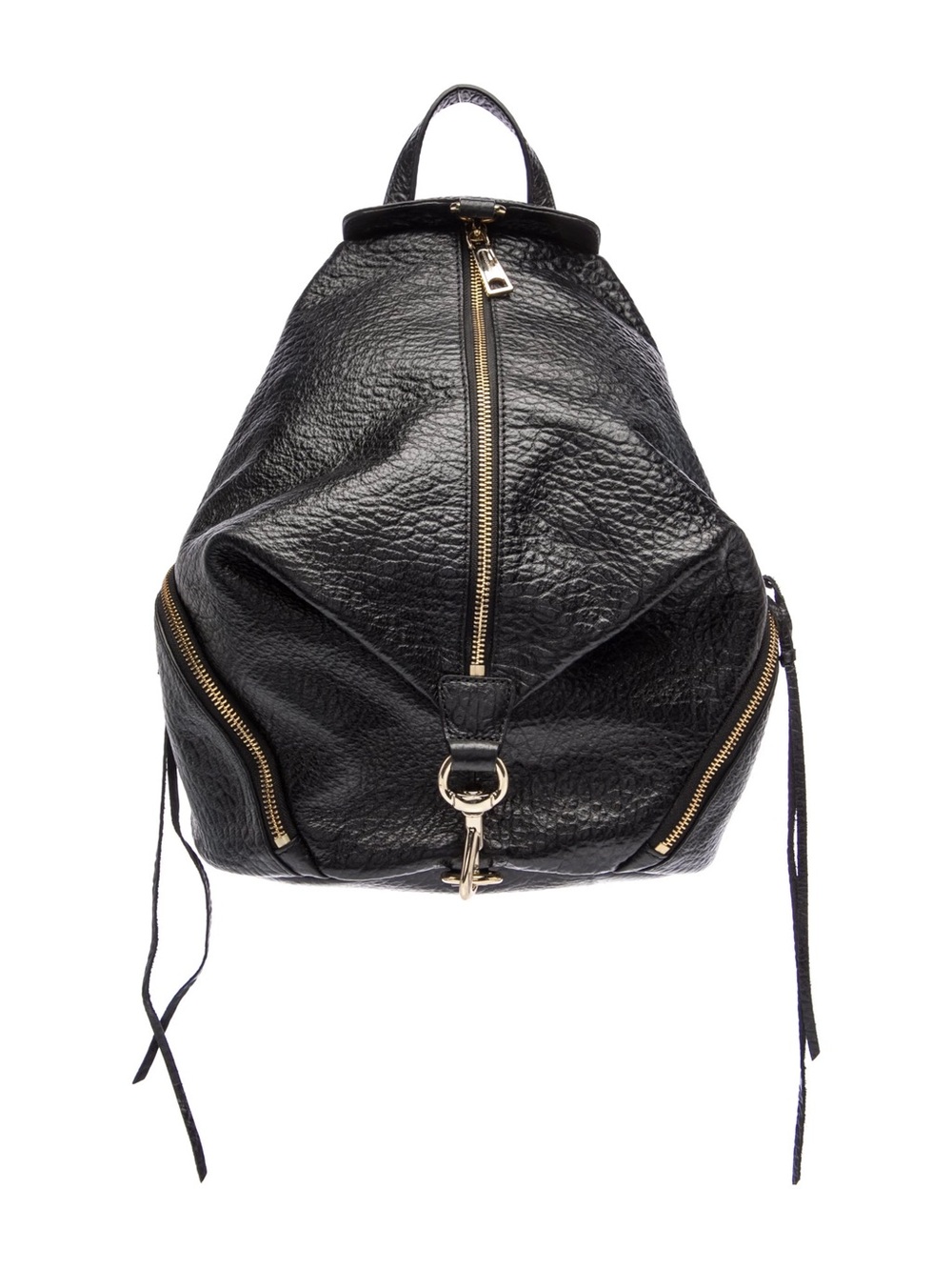 Rebecca Minkoff Black Pebbled Leather Backpack with Gold Hardware